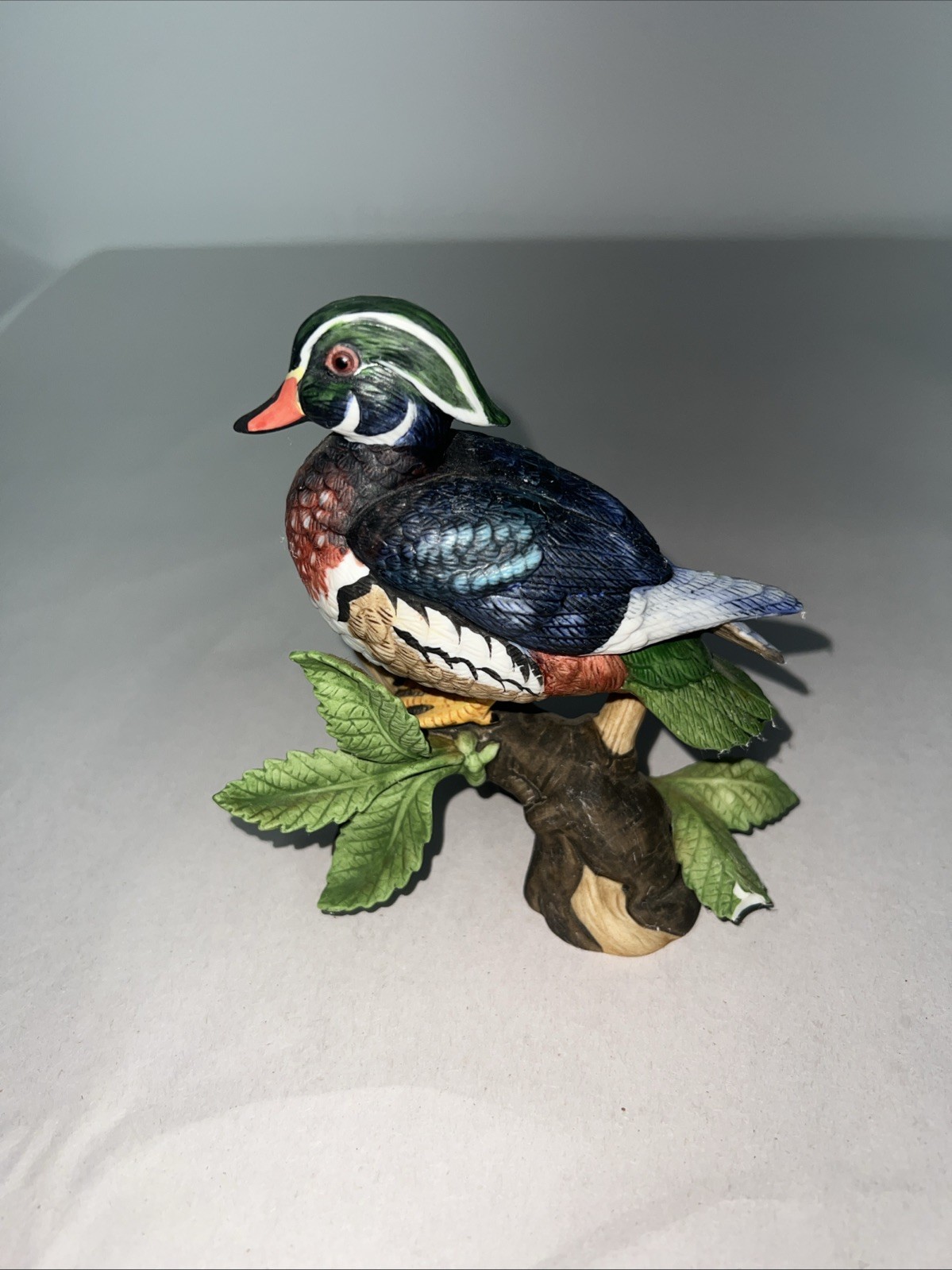 Lenox “WOOD DUCK” From Garden Bird Collection 1990 Fine Porcelain Broken Leaf