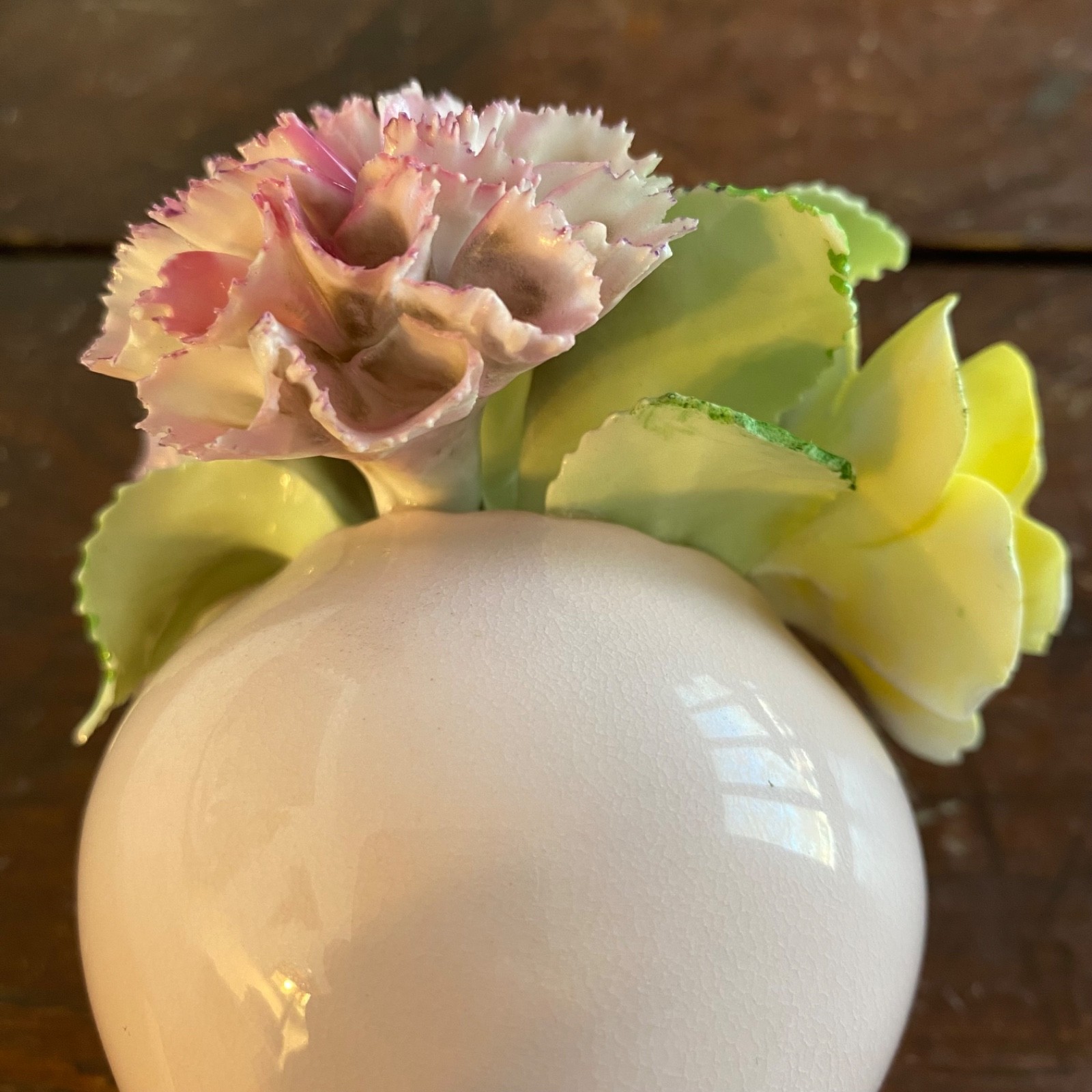 Vintage Staffordshire Bone China England 4 Inch Floral Bouquet in Pink Bowl