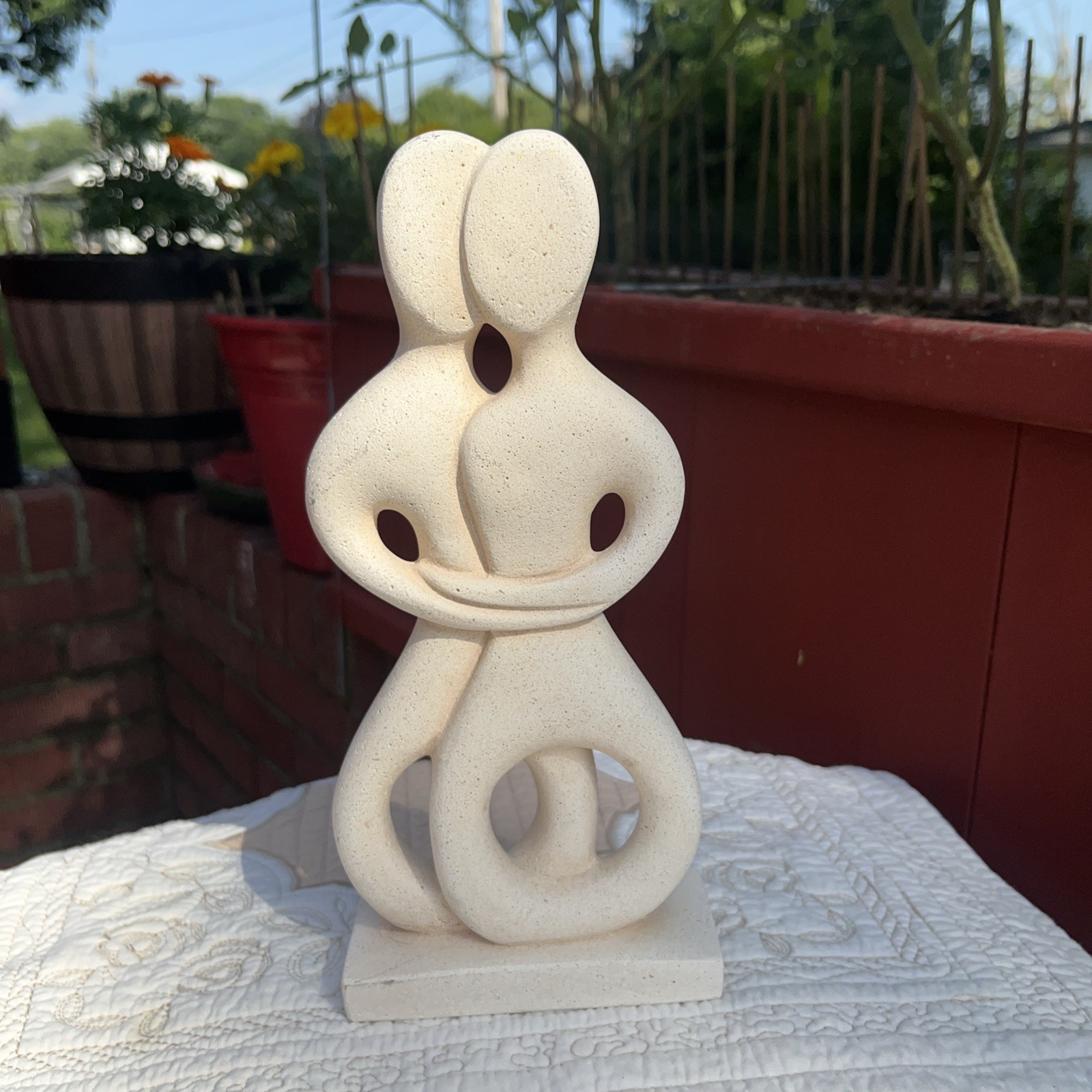 The Embracing Couple Lovers Cycladic Art Figure Idol Decorative Made in Greece