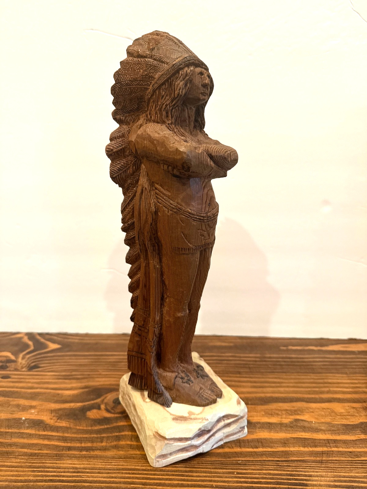 14” T.G. Woodward “The Sobuster” Hand Carved Butternut Native American Sculpture