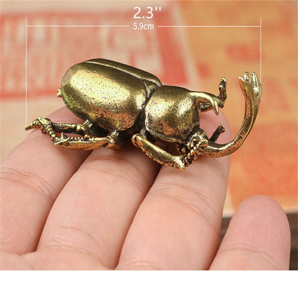 3PCS Solid Brass Insect Figurine Beetle Statue Home Animal Decor Ornament Gifts