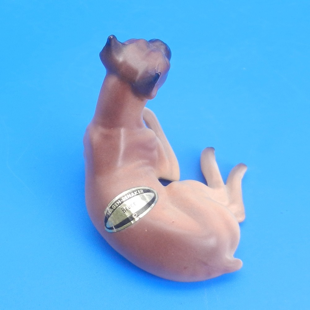 Hagen Renaker DW BRUCE Vintage Monrovia Boxer Dog Figurine 1950s-60s *STICKER*