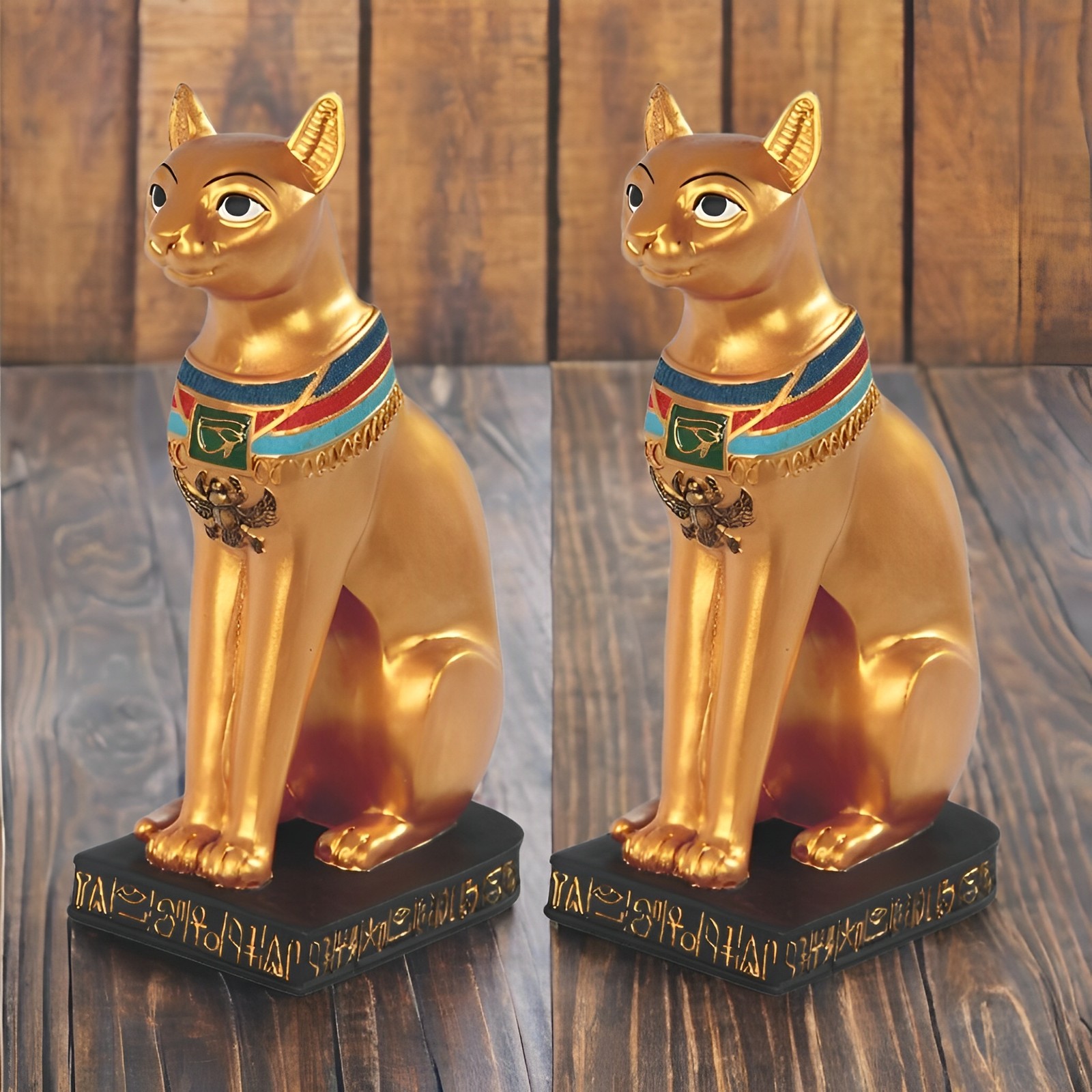 2-PC Gift Set 8.5″H Ancient Egyptian Cat Goddess Bastet Bast Figurine