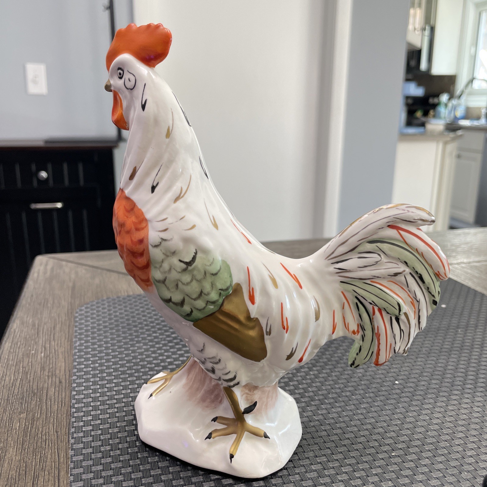 7” Vintage Rooster Czechoslovakia Porcelain Hand Painted Figurine