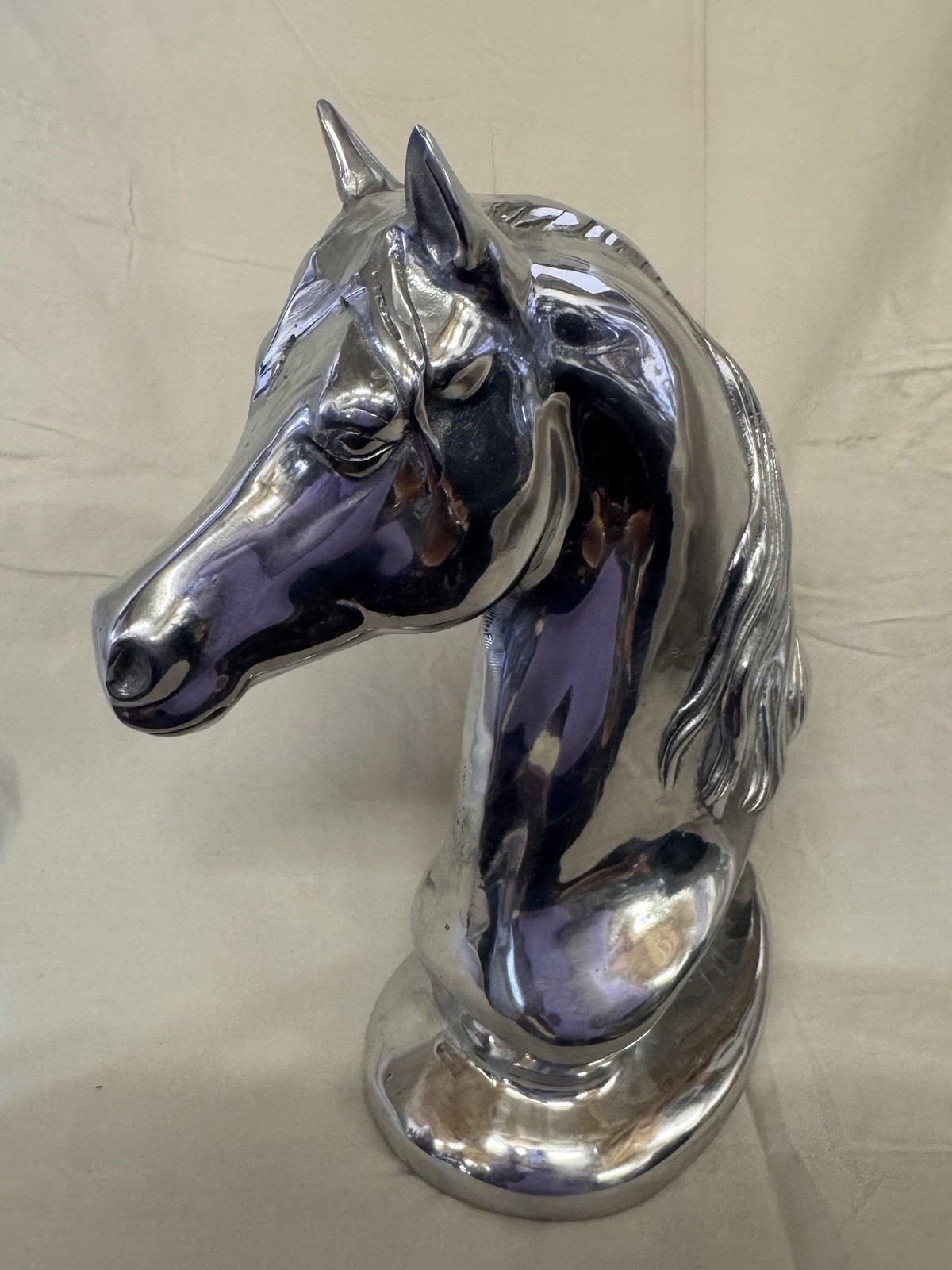 Hand Sculpted Pewter Horse Head Bust