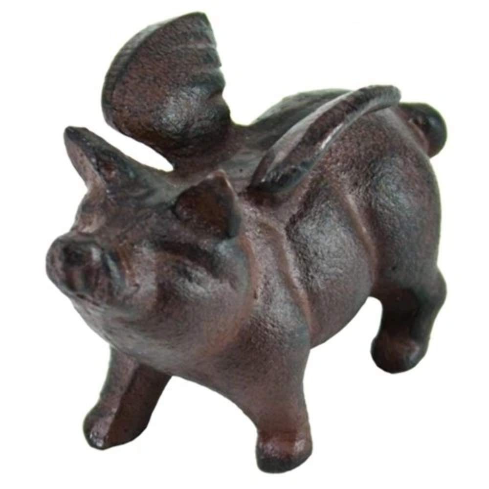 Antique Replica Flying Pig Cast Iron Tabletop Figurine