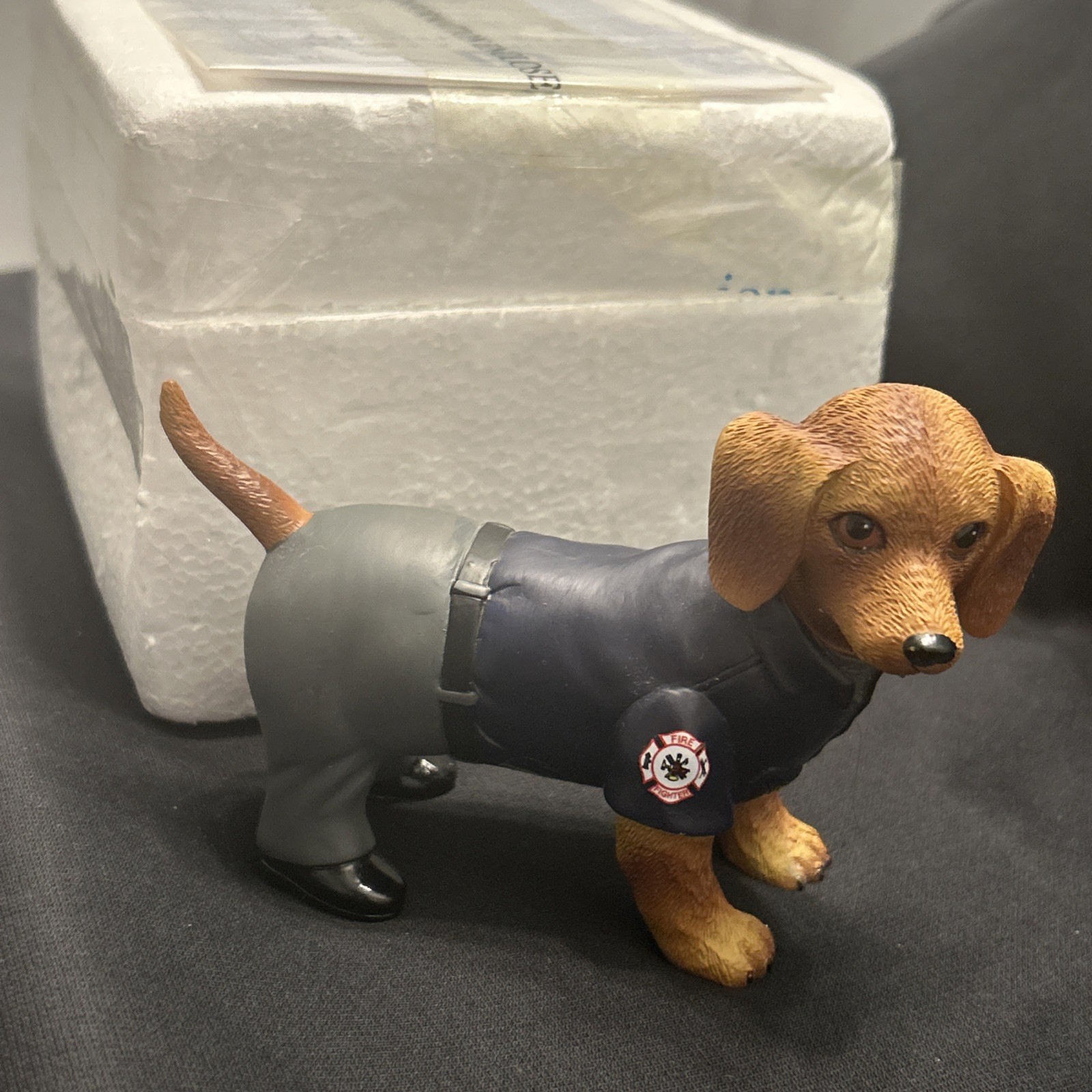 Hamilton Collection Firefighter Daushund Figurine New Original Packaging