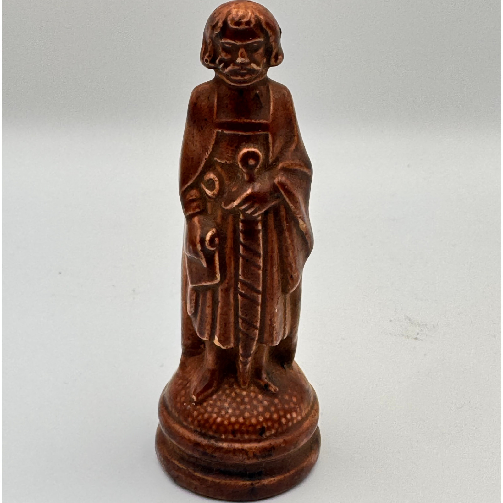 Vintage Renaissance Sculptured Brown Bishop