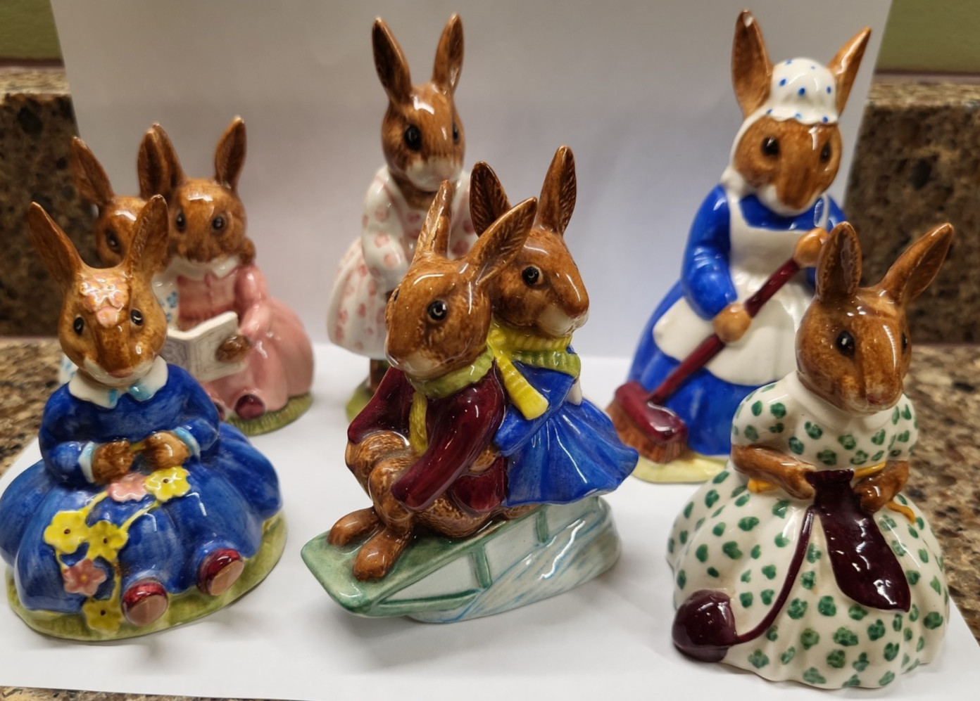 Royal Doulton Bunnykins Figurines Lot of 6 Rabbits Vintage..READ!