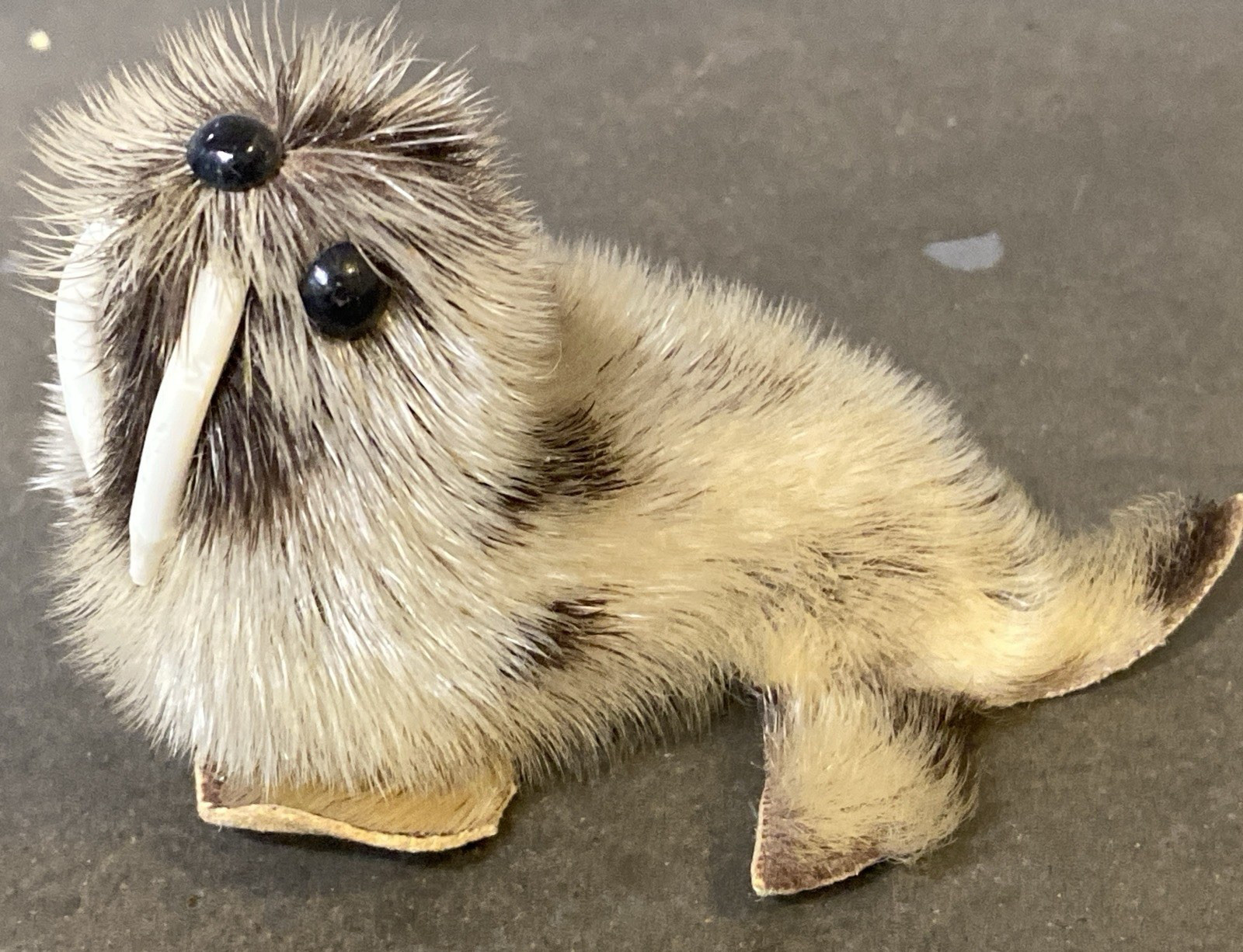 Fur and Leather Walrus Figurine