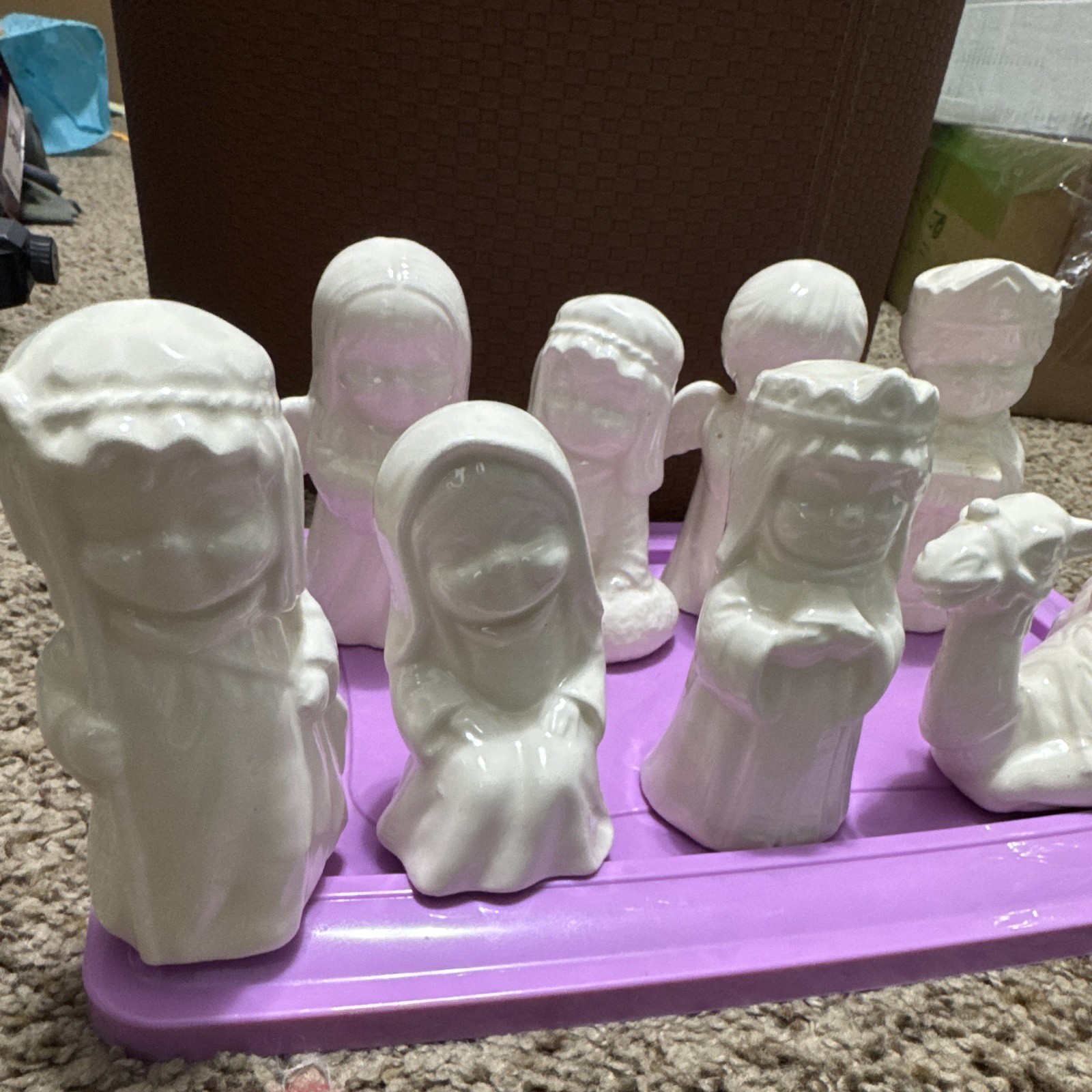 Ceramic Nativity Set w/ Camel Mary Joseph Angels
