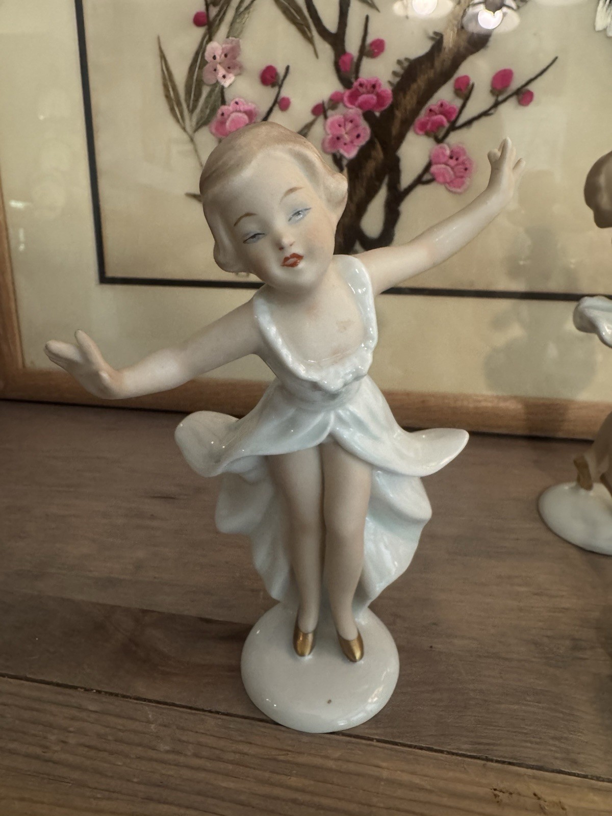 Wallendorf Porcelain Ballerina Figurines Set4 White & Gold German Ballet Dancer