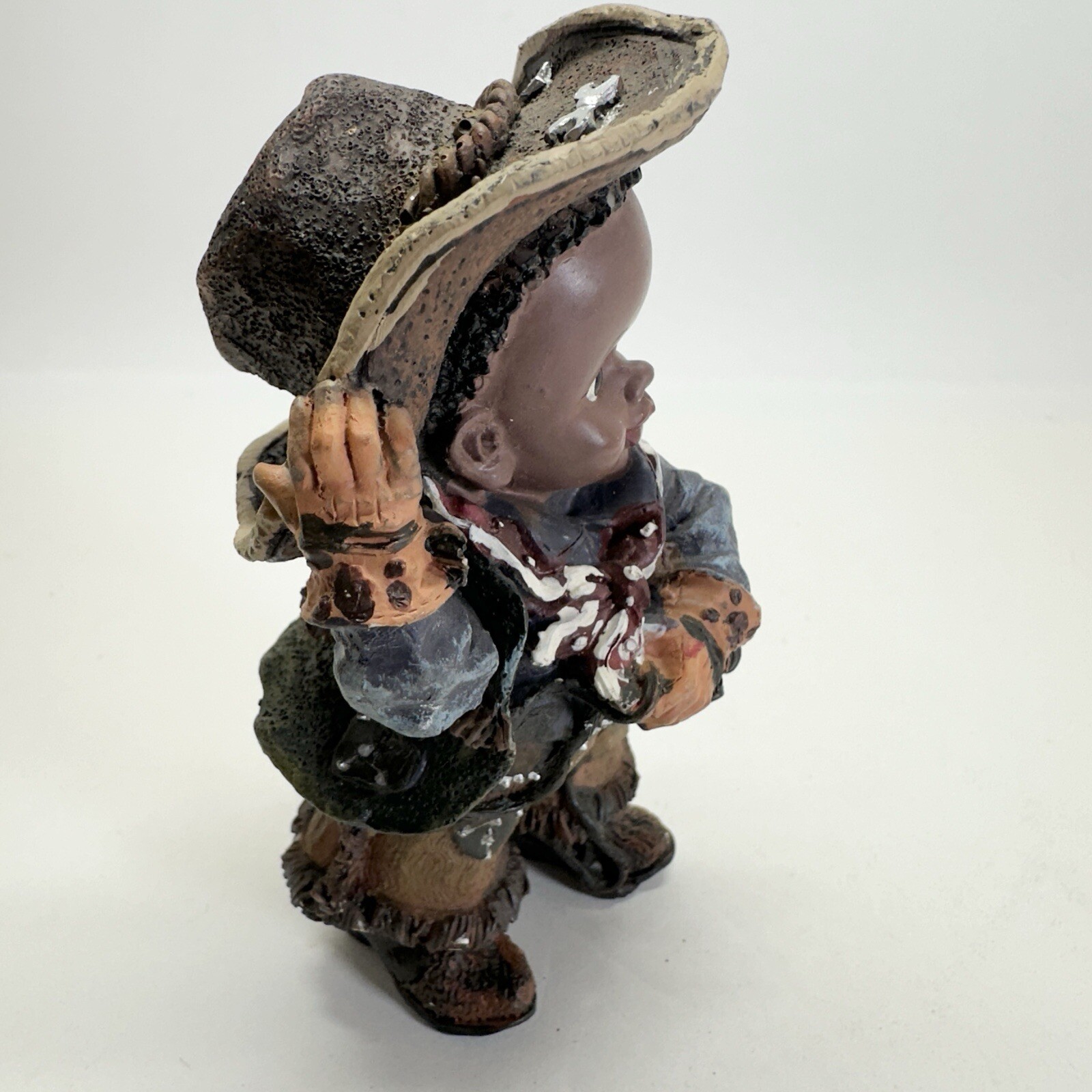Vintage Black Country Kids Cowgirl Cowboy Americana Resin Figurine