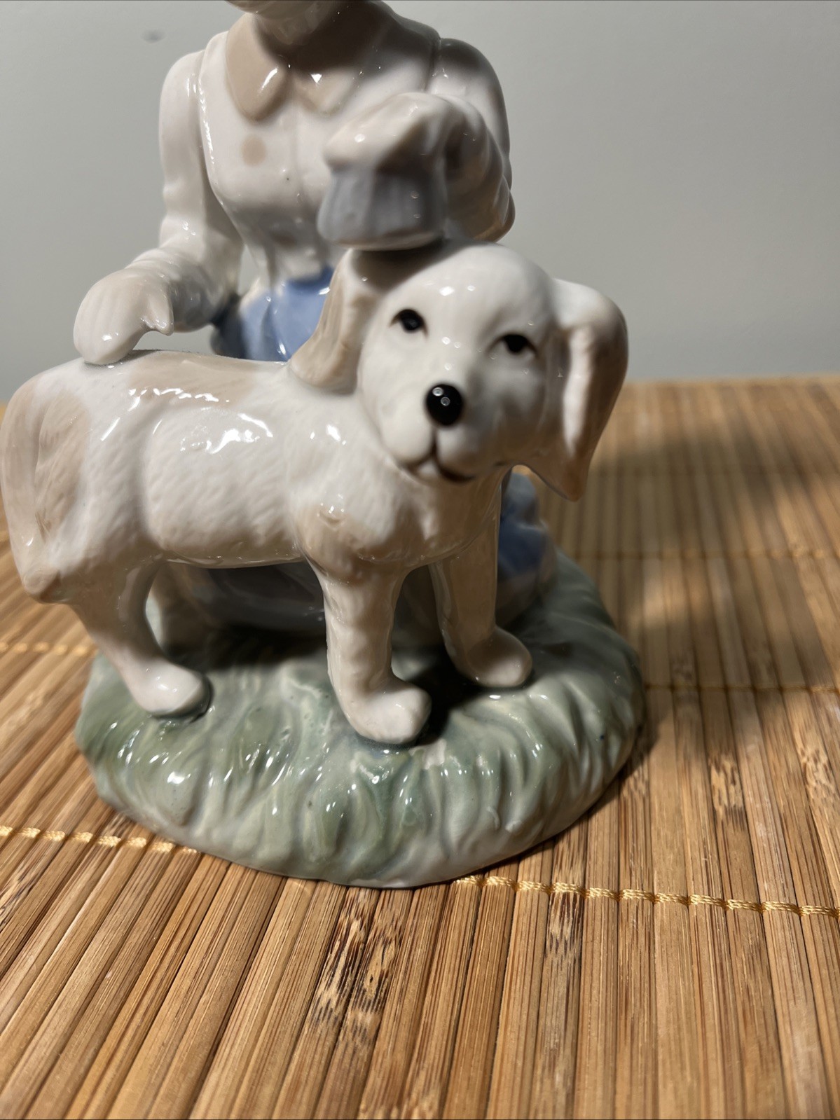 Lomonosov Porcelain USSR/Russian Girl with Dog Young Border Guard Figurine