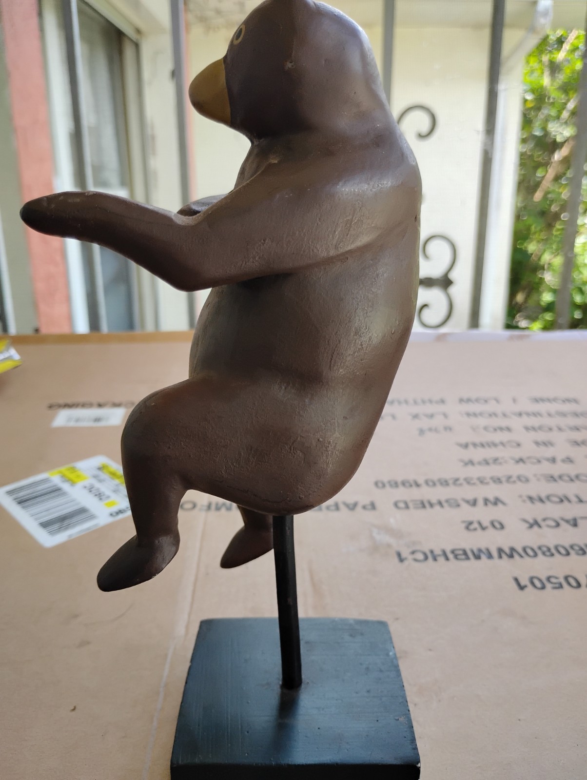 9″ Tall Dancing Bear Figure on a Pole Wood or Resin Pre-Loved