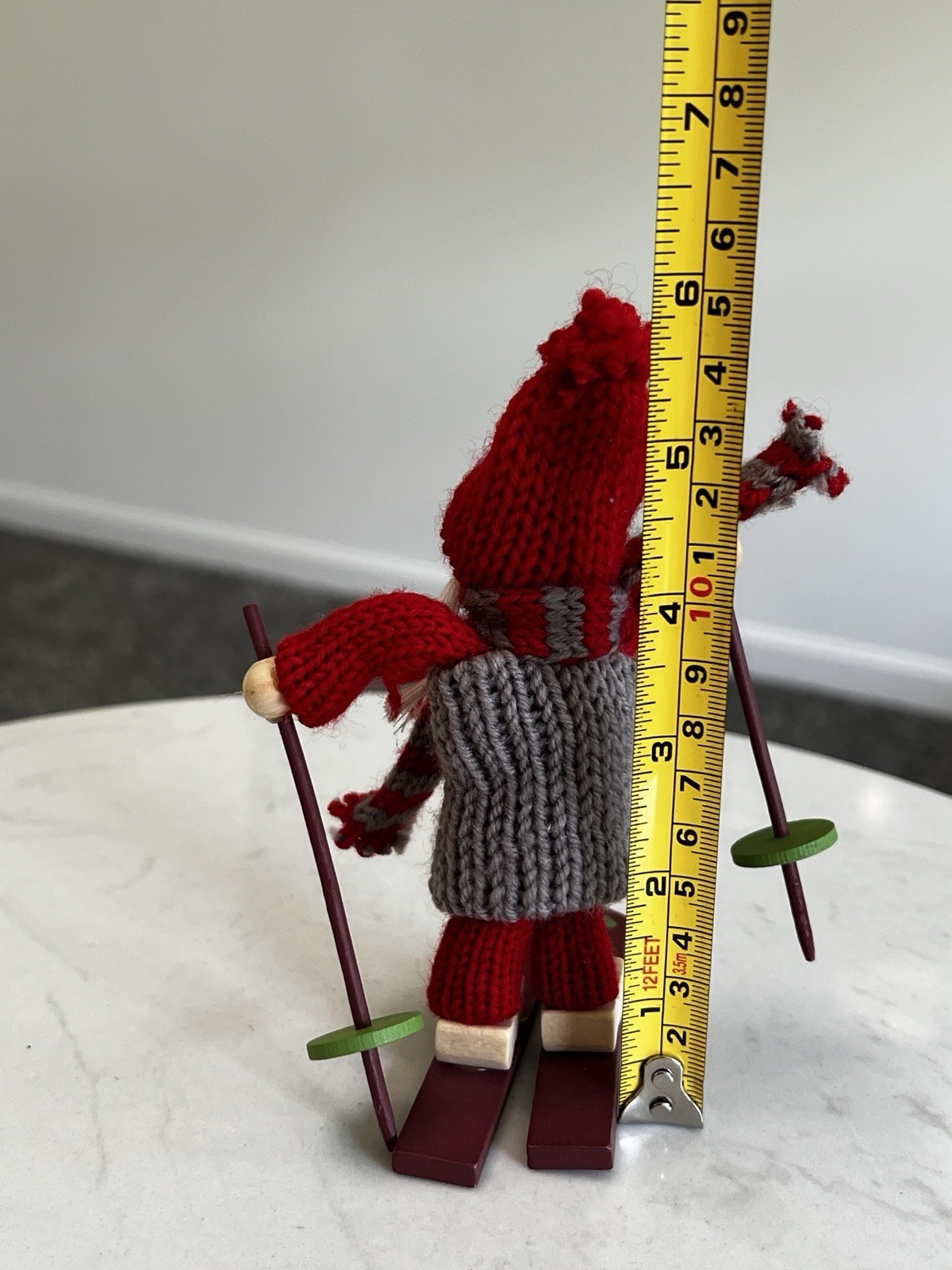 Vtg Swedish Tomte Ski Girl Figurine Handmade Scandinavian Folk Art Nordic Hygge