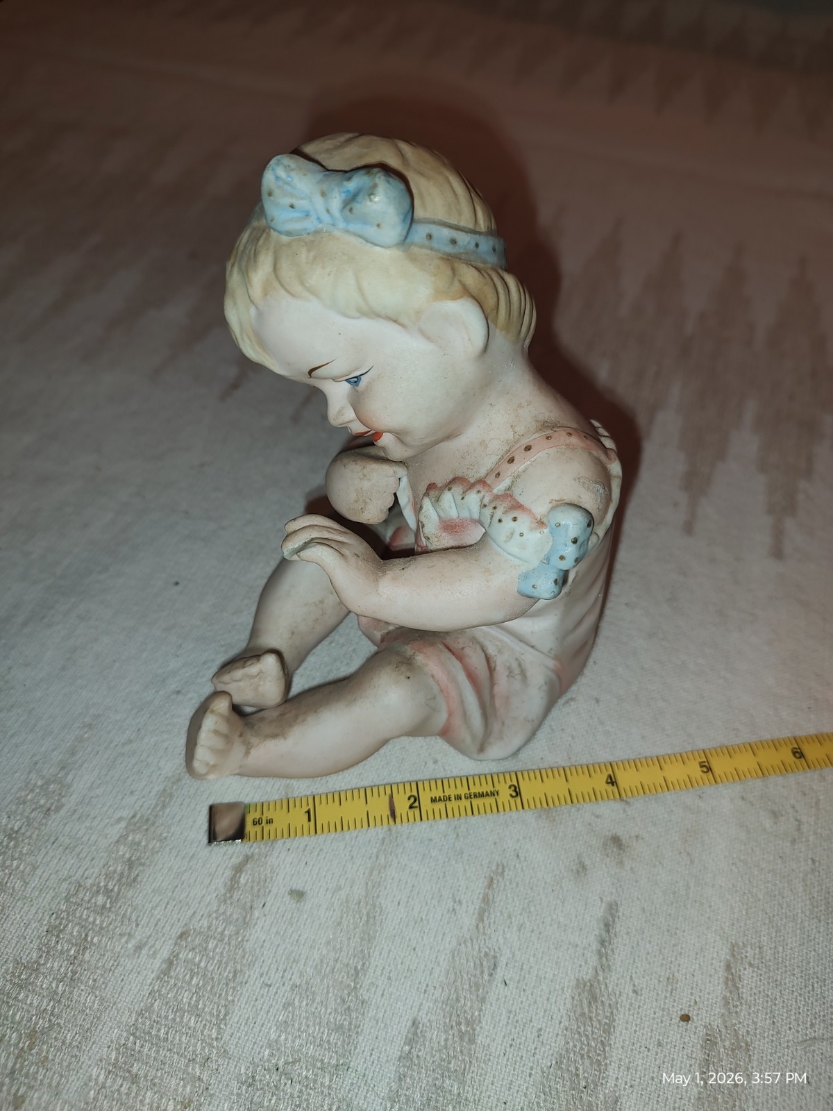 Andrea by Sadek Piano Babies 3 individuals hand painted bisque Mid-century