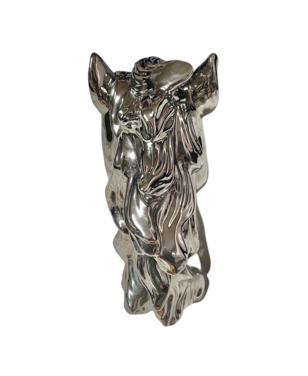 Decorative Horchow Ceramic Horse Head Silver Chrome Sculpture