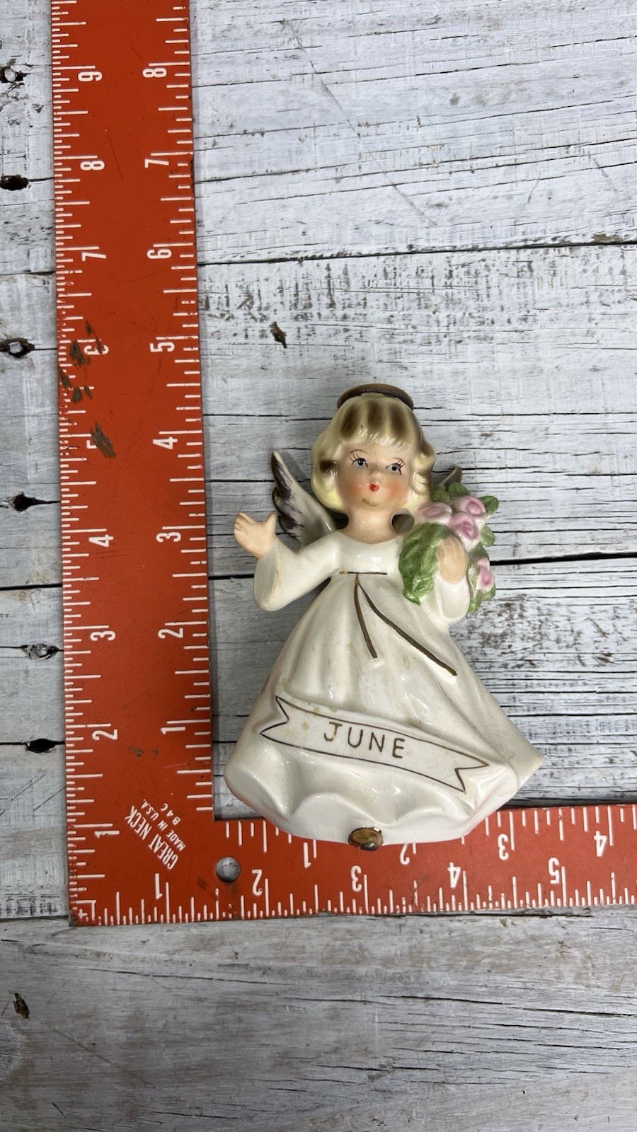 Vintage June Wedding Angel Ceramic Figurine Made In Japan As Is Crazing 💛