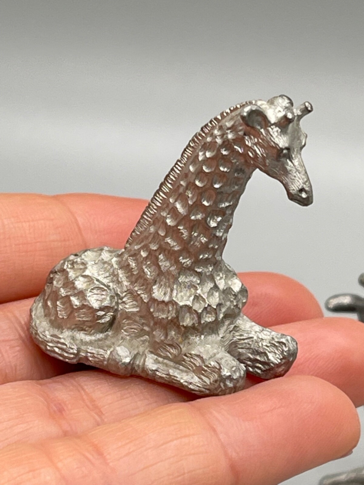 Miniature Giraffe Figurine Vintage Pewter; Vintage Pewter; Spoontique