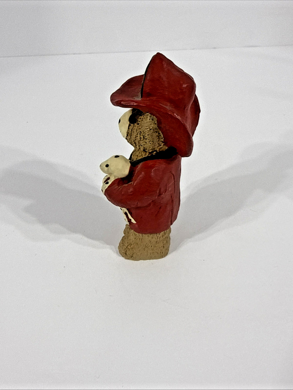 Vintage 3.5 in Fire Fighter Teddy Bear Figurine With Dalmatian Puppy