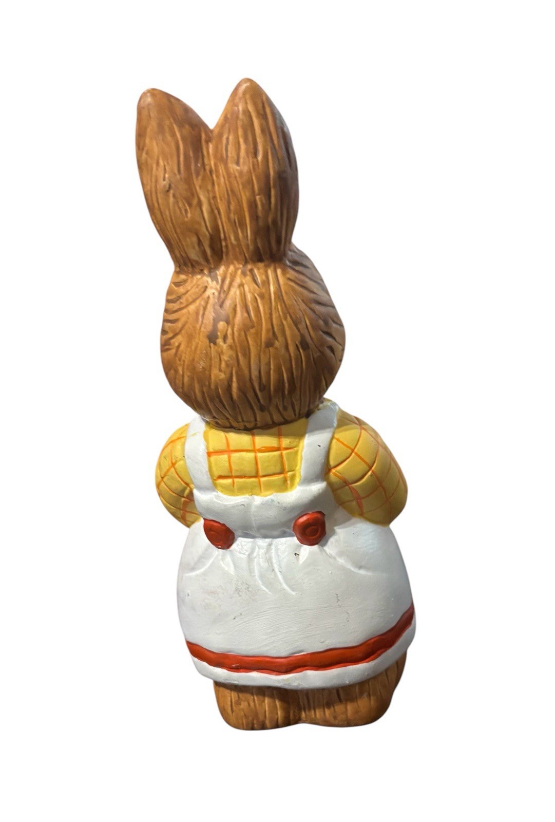 Vintage Easter Bunny Figurine Fluffy Girl With Apron And Watering Can