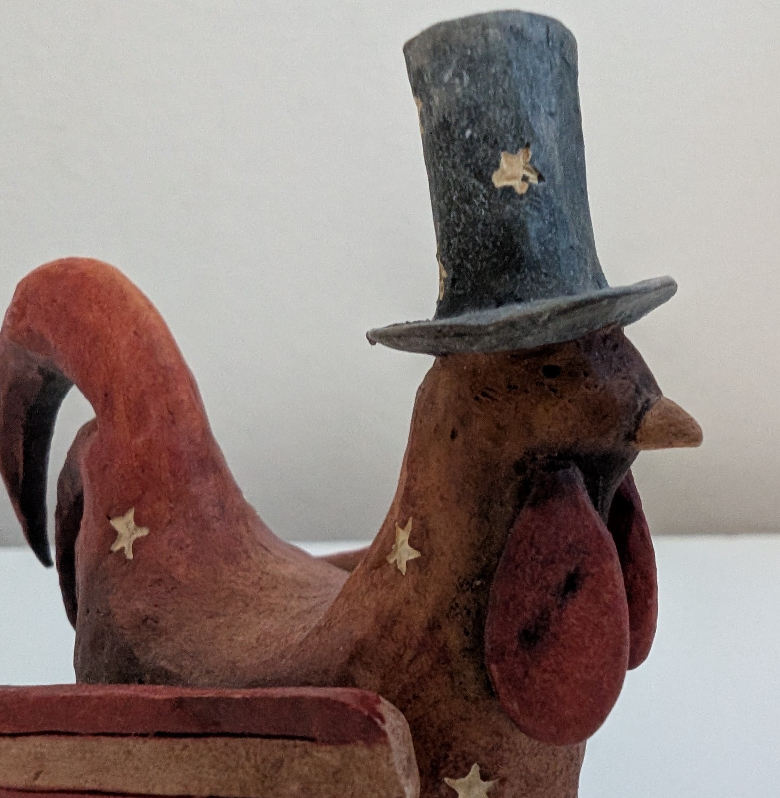 August Moon figurine rooster americana patriotic top hat folk art DiPaolo 2004