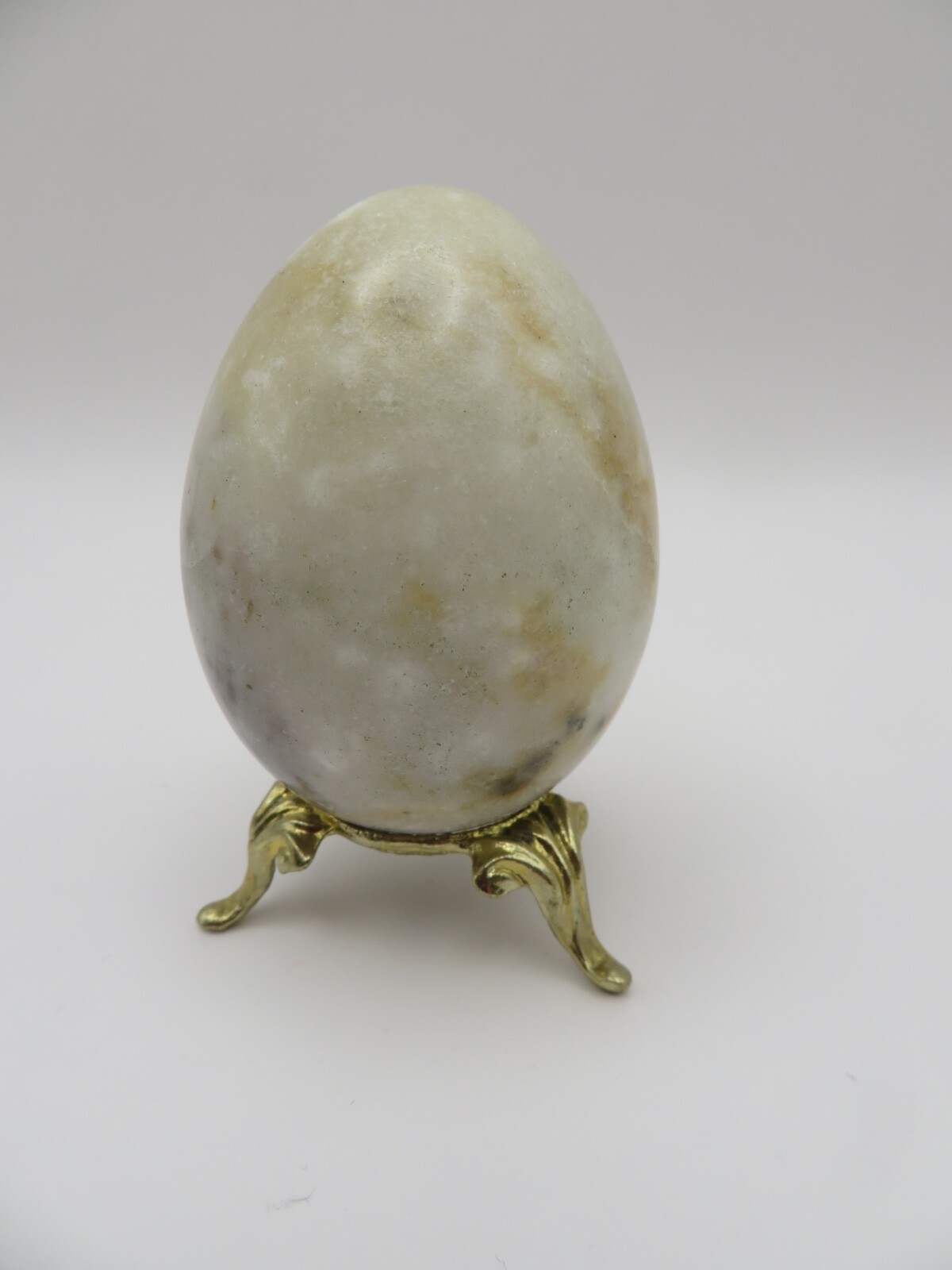Earthtone Gray Brown Cream Alabaster Decorative Easter Egg 3″ x 2″