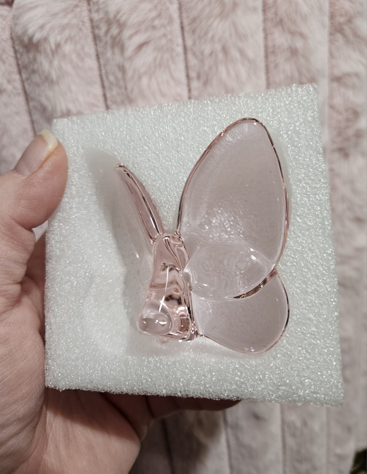 NIB Pink Glass Crystal Butterfly