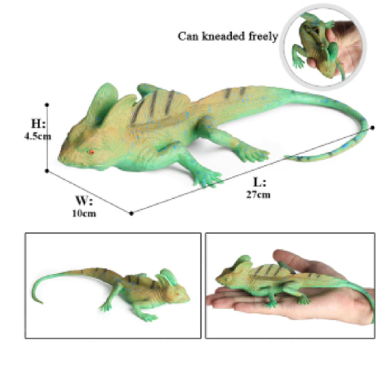 27cm Green Lizard PVC Toy Wild Animal Figure Doll Kids Gift