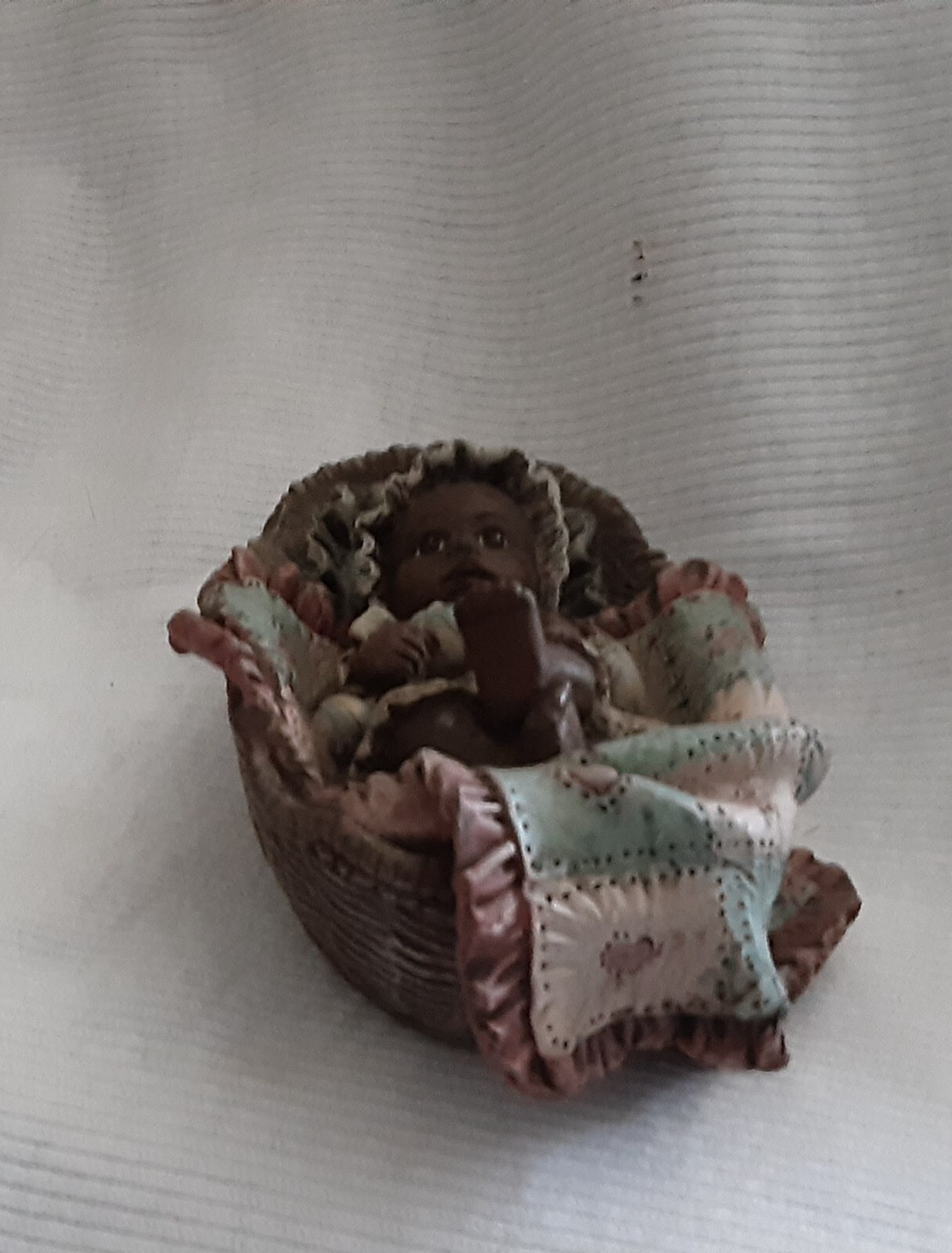 Vintage Sarah’s Attic Figurine Baby in a Basket, #537
