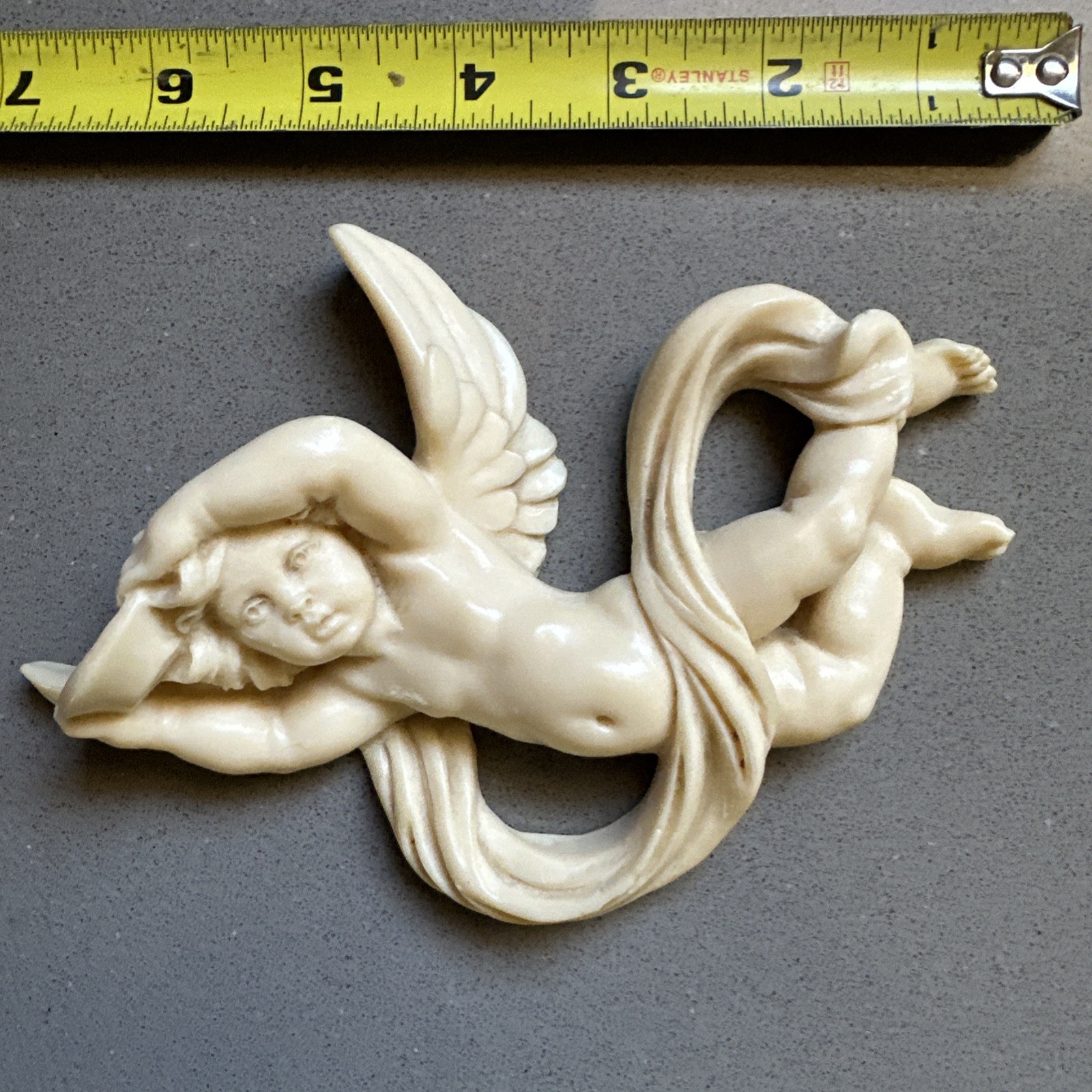 2 Vintage Cherub Ivory Resin Wall Plaques