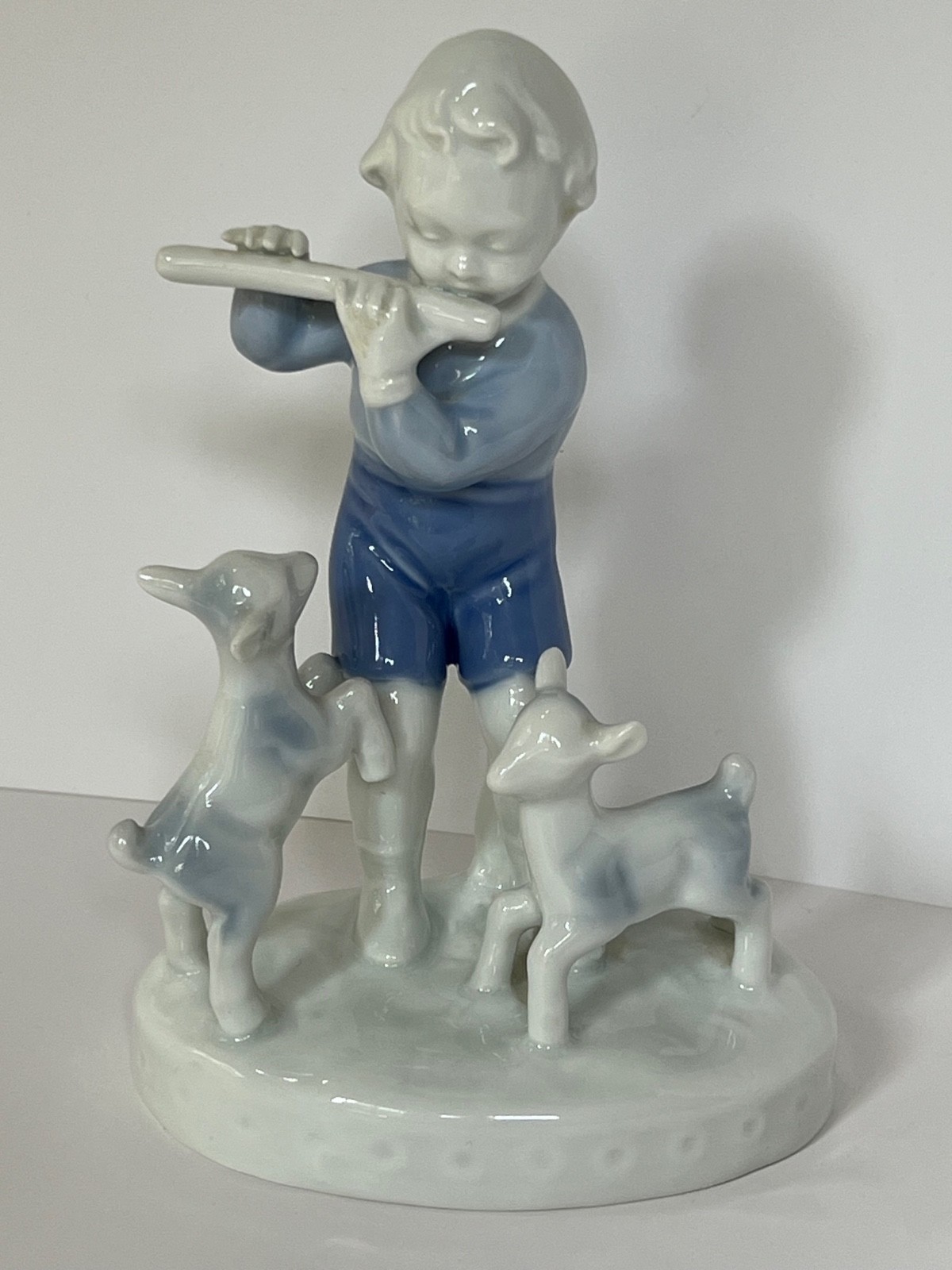 Vtg GEROLD PORZELLAN PORCELAIN BAVARIA BOY With FLUTE And GOATS Western Germany