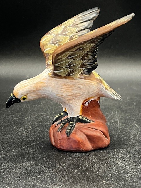 Hawk Bird Hunter Carved Wood Look Ceramic 4″ Figurine #1