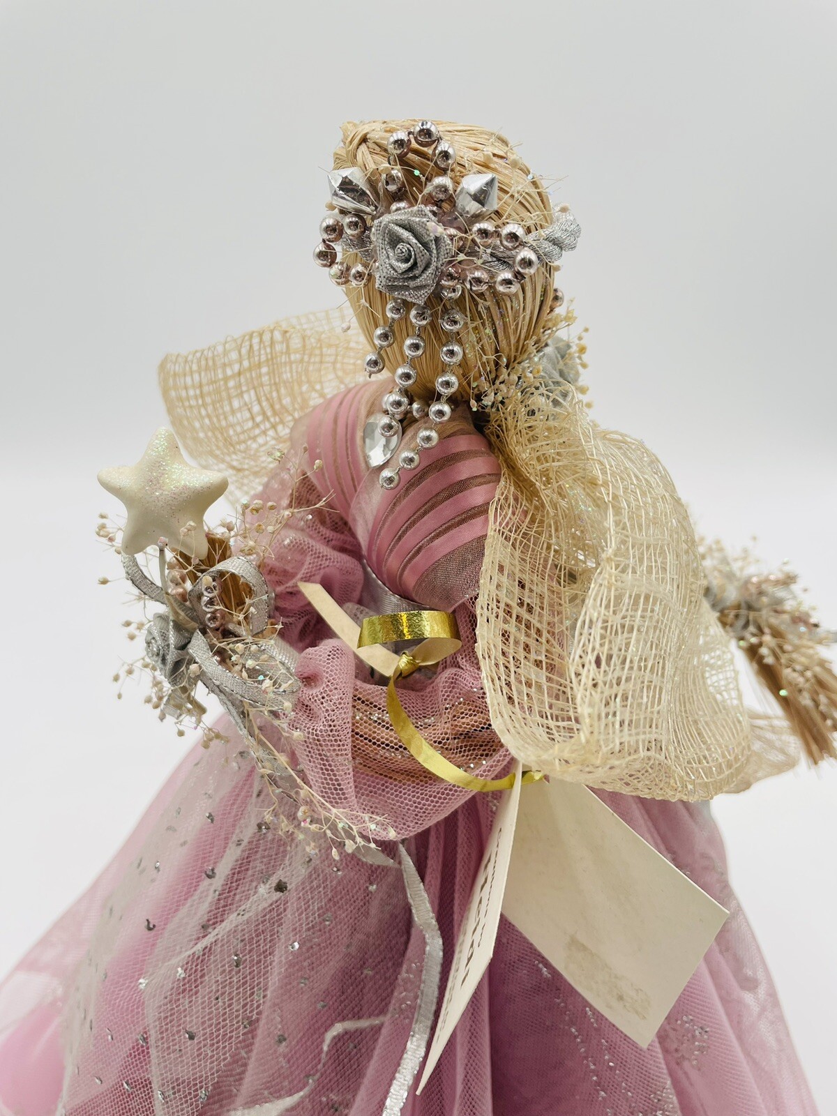 Handcrafted Artist Doll Fairy Angel Pink Rose Lace 12” Creations By Heidi Ford