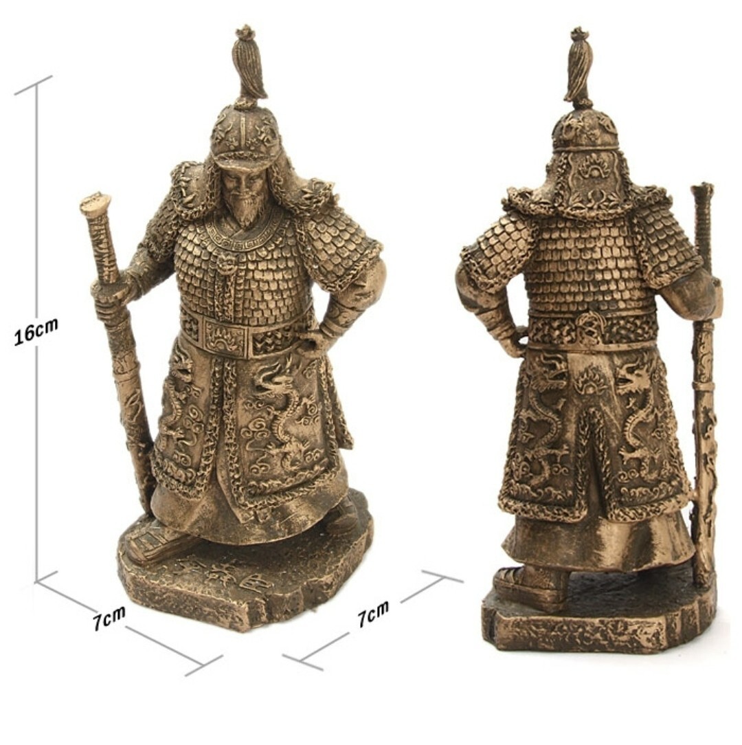 Korean Traditional Handmade Figure ‘Yi Sun Shin’ Admiral, Brass Color Statue