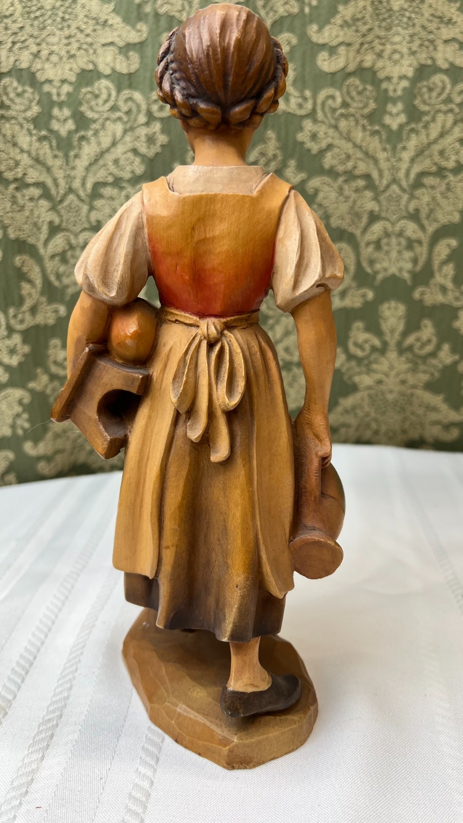 Brienz Switzerland Hand Carved Painted Wood Swiss Alpine Girl Figurine 9.5″ VTG