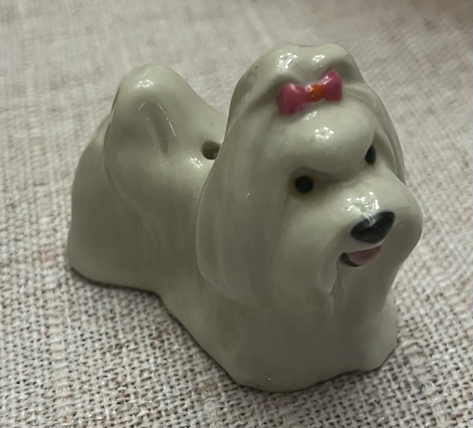VINTAGE BLUE WITCH MALTESE FUGURE WITH RED BOW