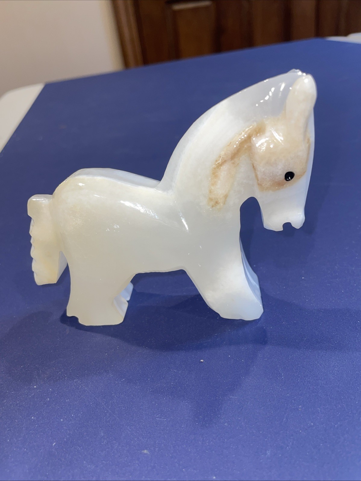 Carved Marble Miniature White Horse 3 1/2H x 3 1/2L