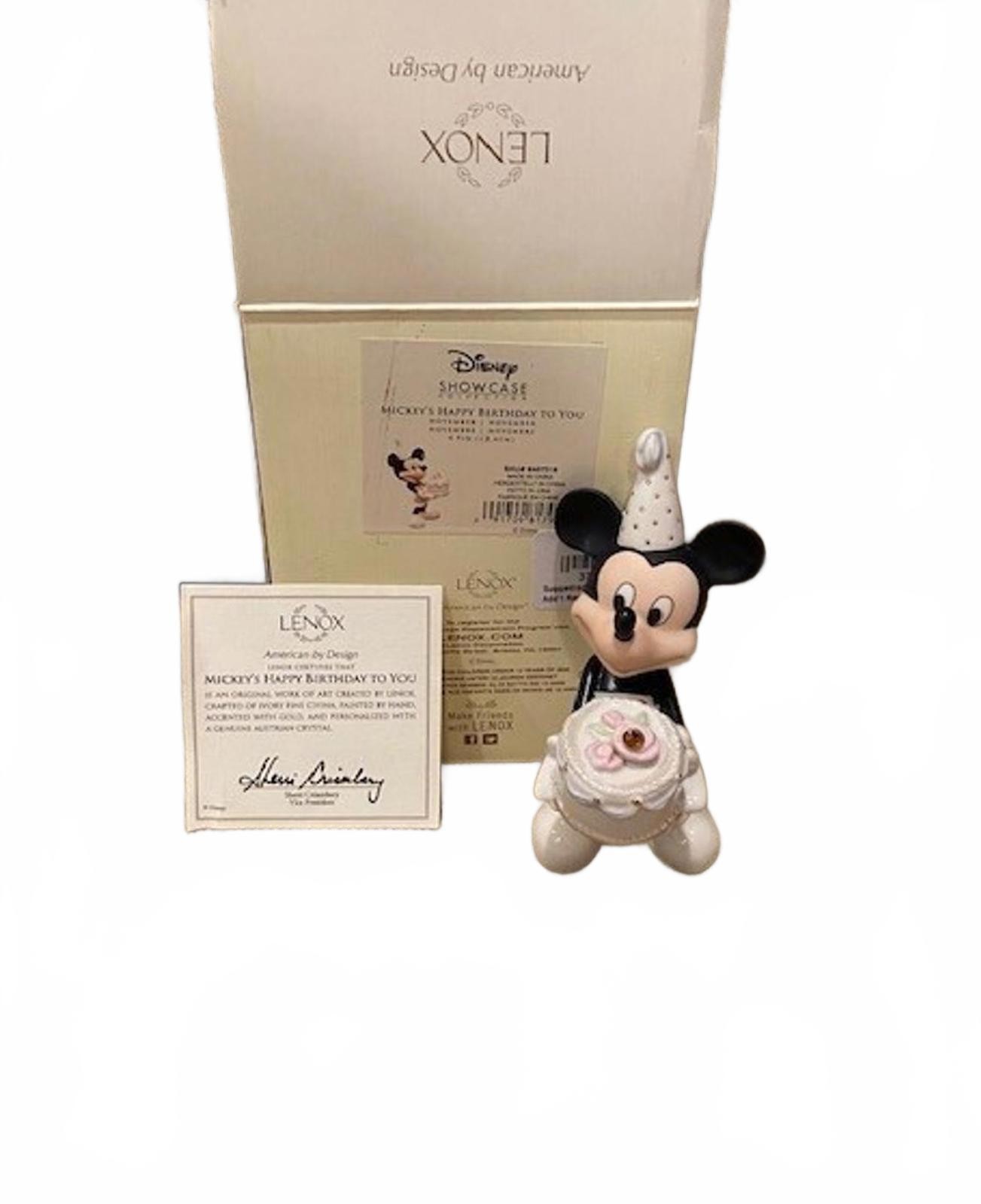 Lenox disney showcase happy birthday to you JANUARY 4.9″ W/COA in Box