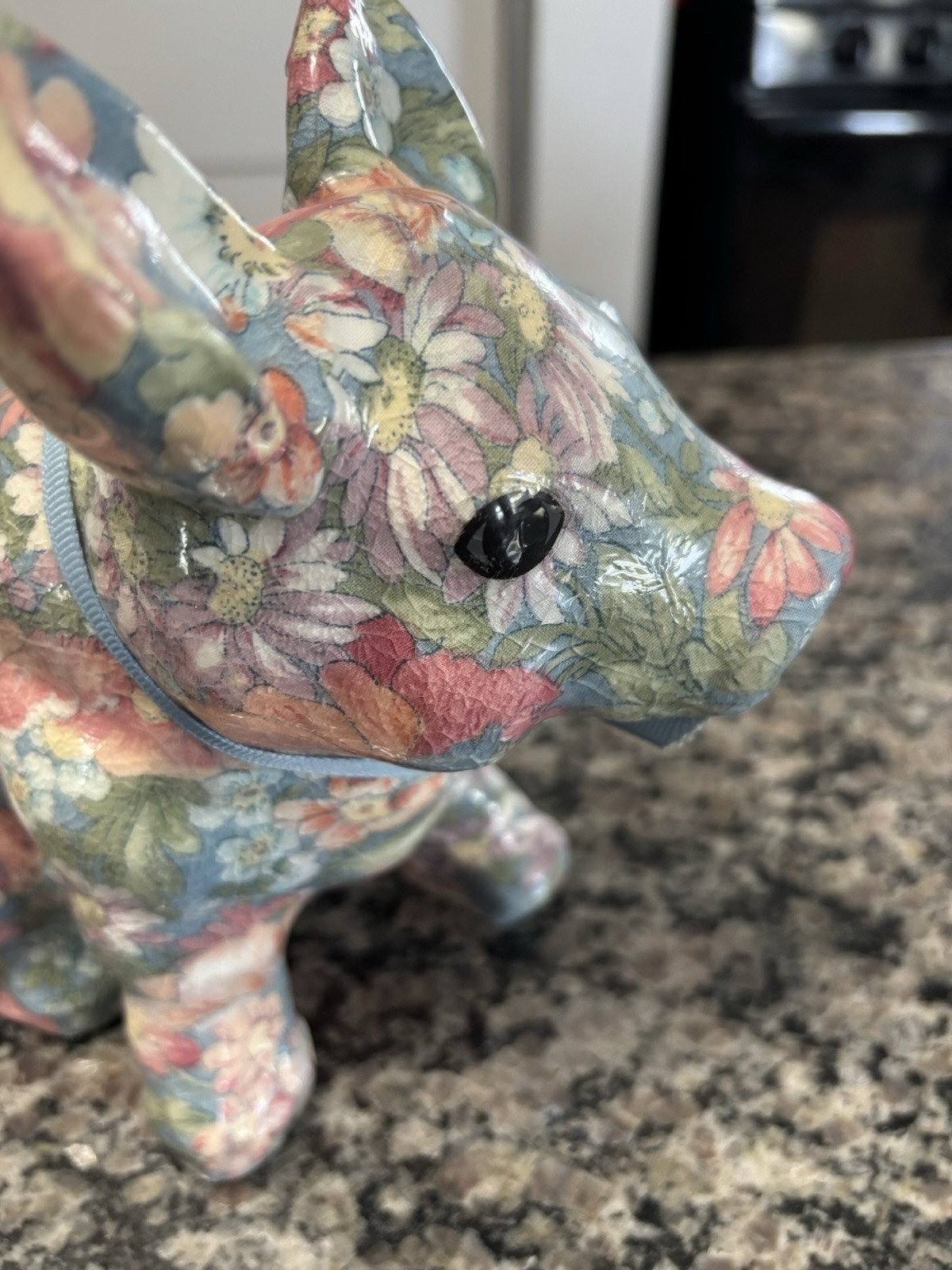 VNTG Joanne Baker Decoupage Floral Pig