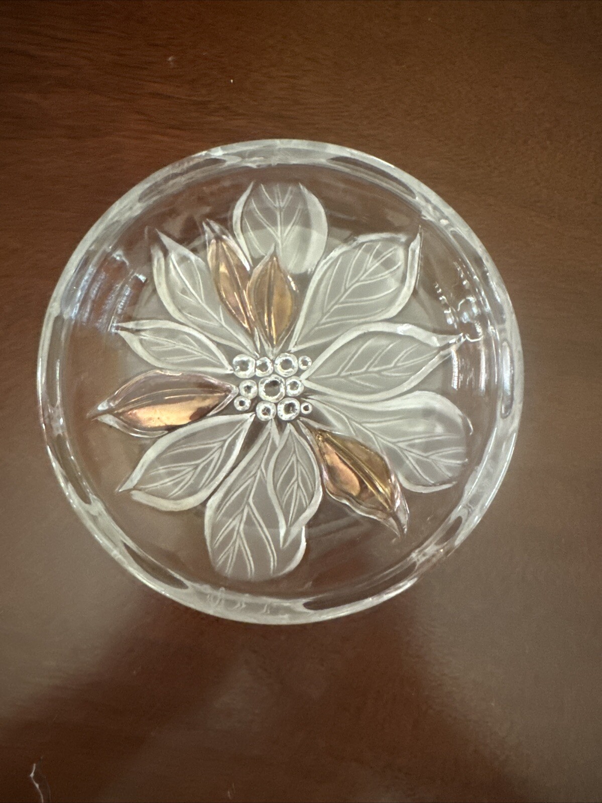Studio Nova Christmas Glass Bowl With Gold Inlay Poinsettia