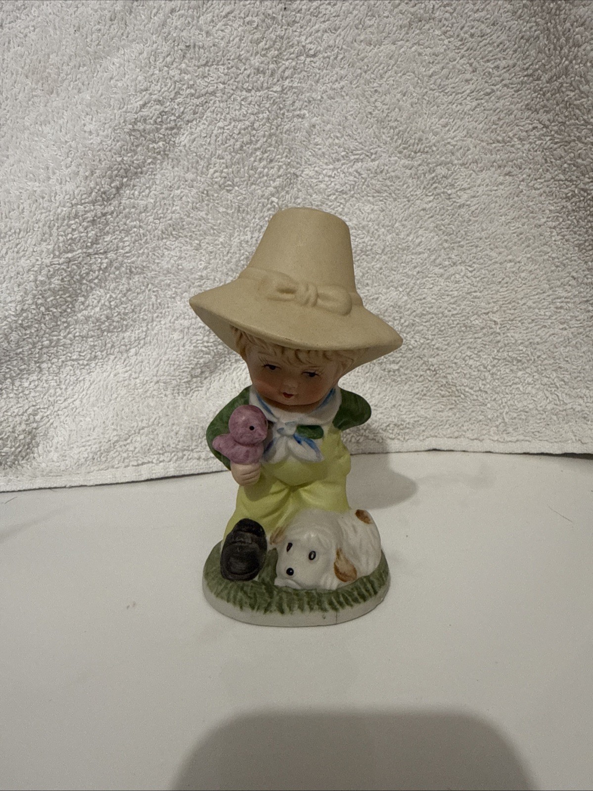 Ceramic Farm Boy Holding A Bird With A Dog 3050-x