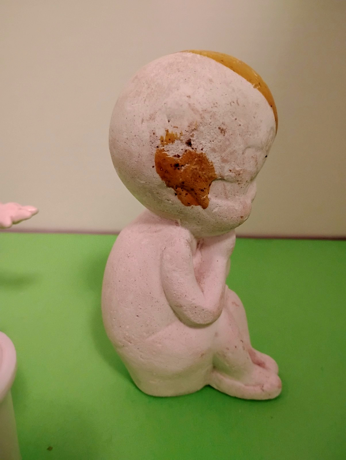 Lot of 3 Vintage KEWPIE Doll Hand Painted Porcelain, Chalk like Ceramic & Small