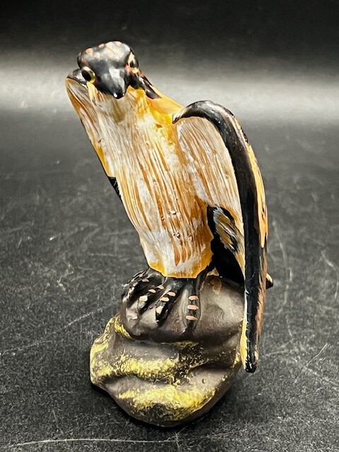 Hawk Bird Hunter Carved Wood Look Rustic Ceramic 4″ Figurine #2