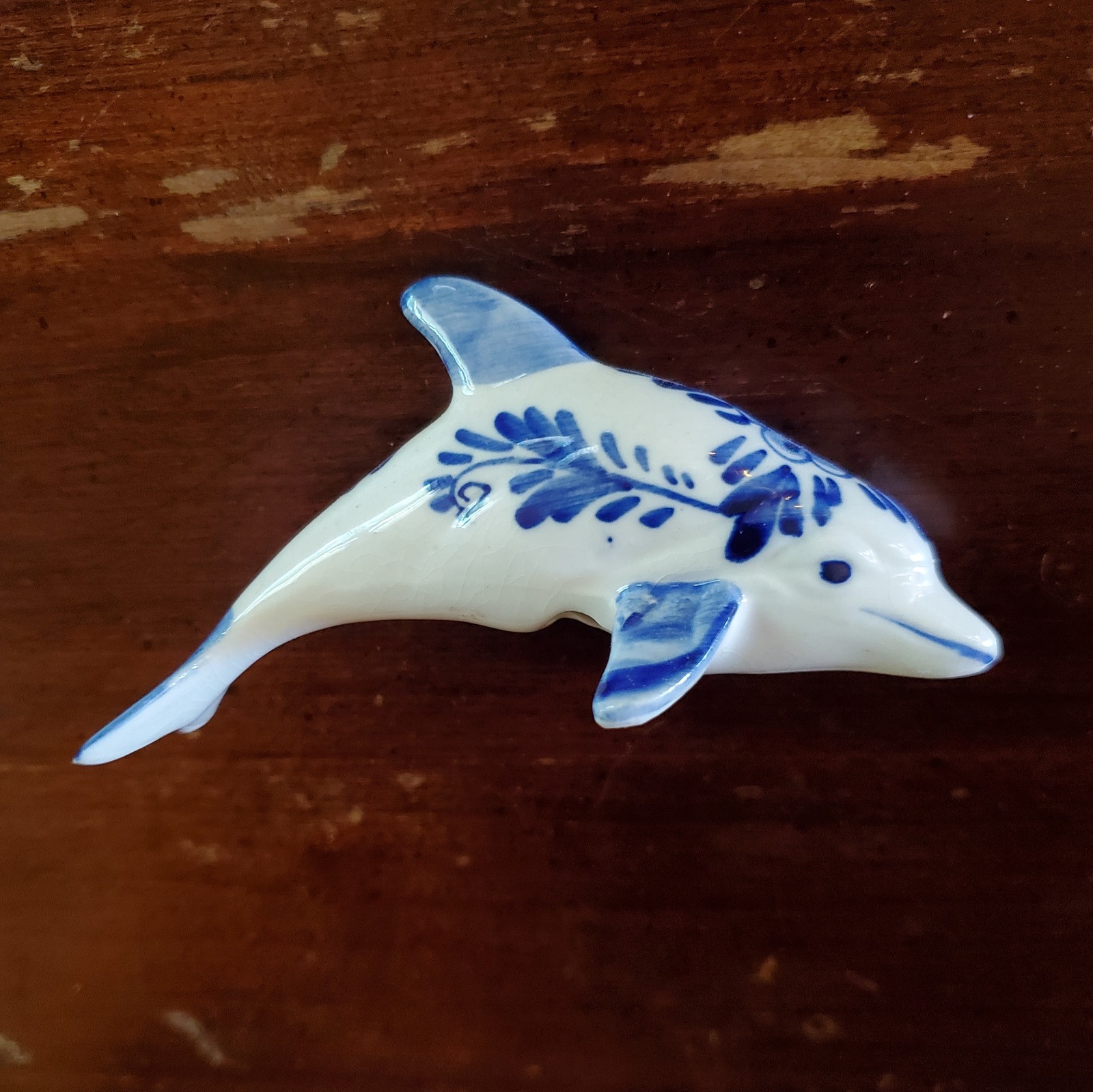 Vintage Delft Blue Dolphin 4″ Figurine Blue & White MINT Condition