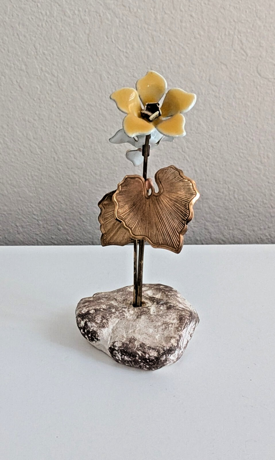 Bovano sculpture enamel on copper metal flower 4.75” handcrafted USA