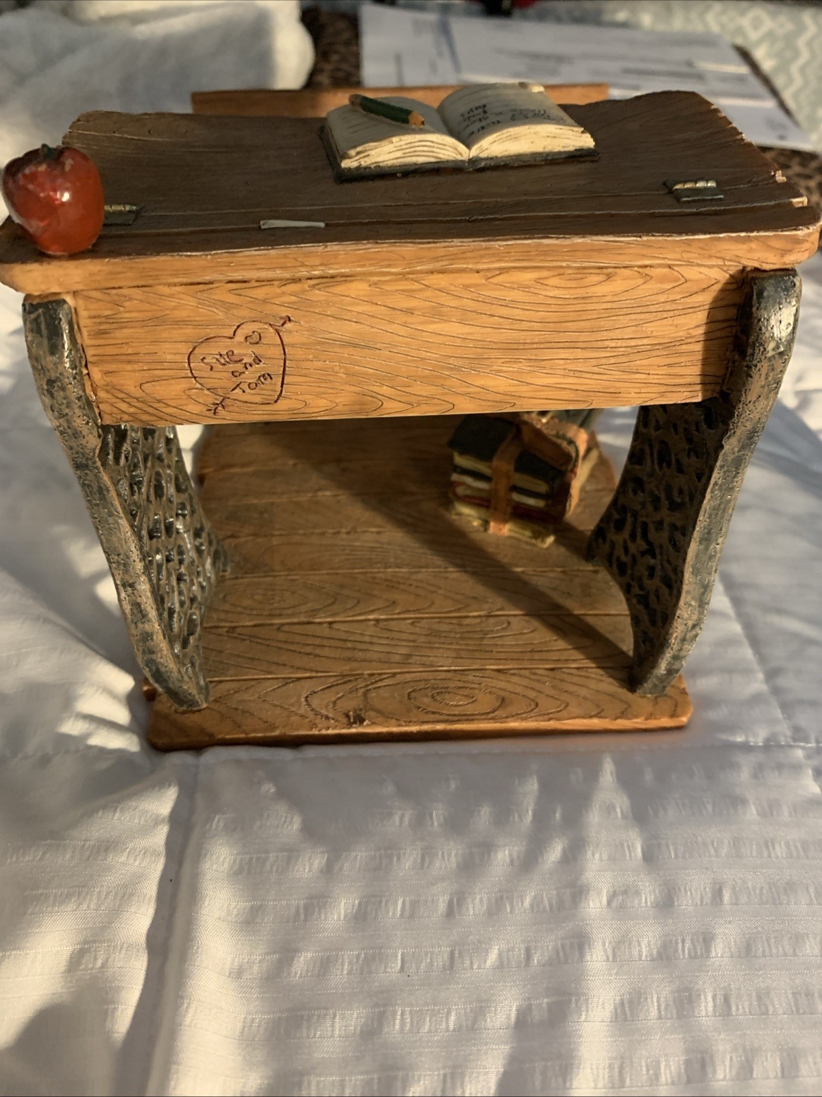 MINIATURE VTG School Desk -Resin And Metal – Excellent Shape