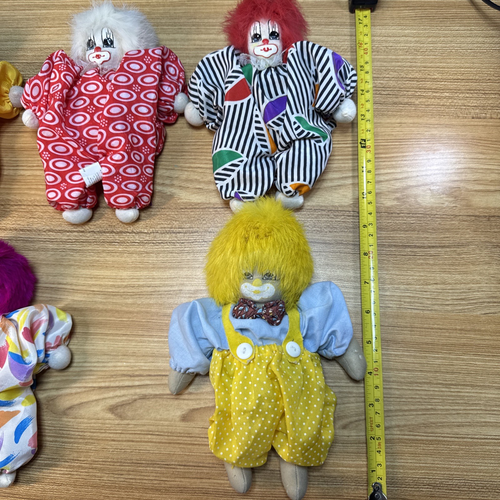 Lot Of 5 Vintage Q-Tee Clown Porcelain & Fabric Handmade Doll Sand Filled Weight