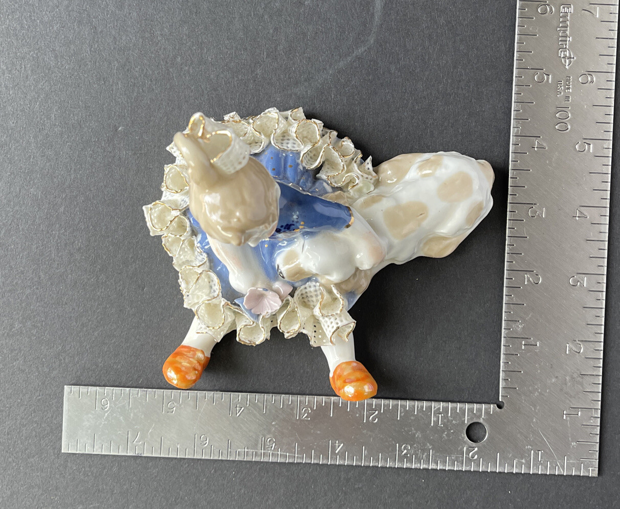 Vintage “Elena Jiauu” Porcelain Hand Painted Girl & Dog LICORN Romania Deva RARE